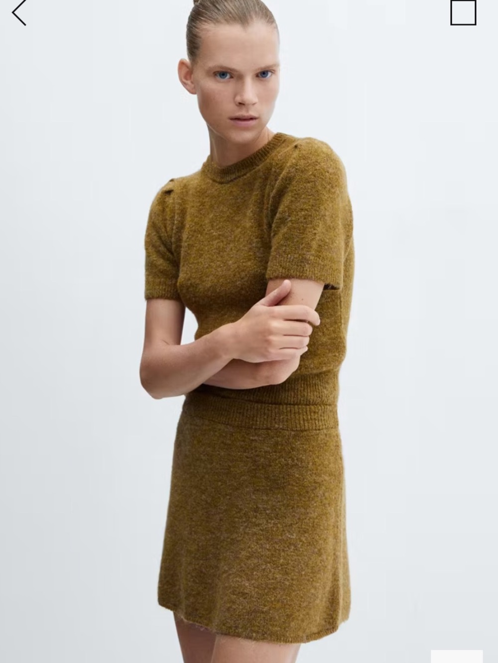 Puff-sleeve knitted sweater & skirt set - Picture 2 of 6
